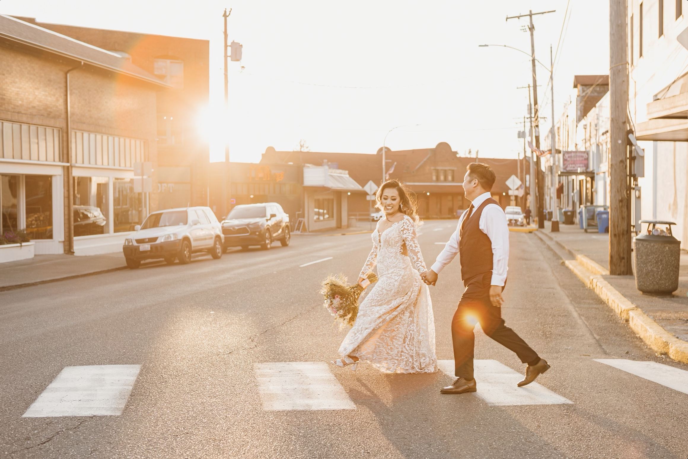 04. Ditching cheesy formal photos for special candid moments -  best decision ever. Now you'll never forget that time you ran all over the neighborhood during golden hour with your favorite person. Giggling over a terrible dad joke he loudly makes as your heels click-clacked on the pavement.