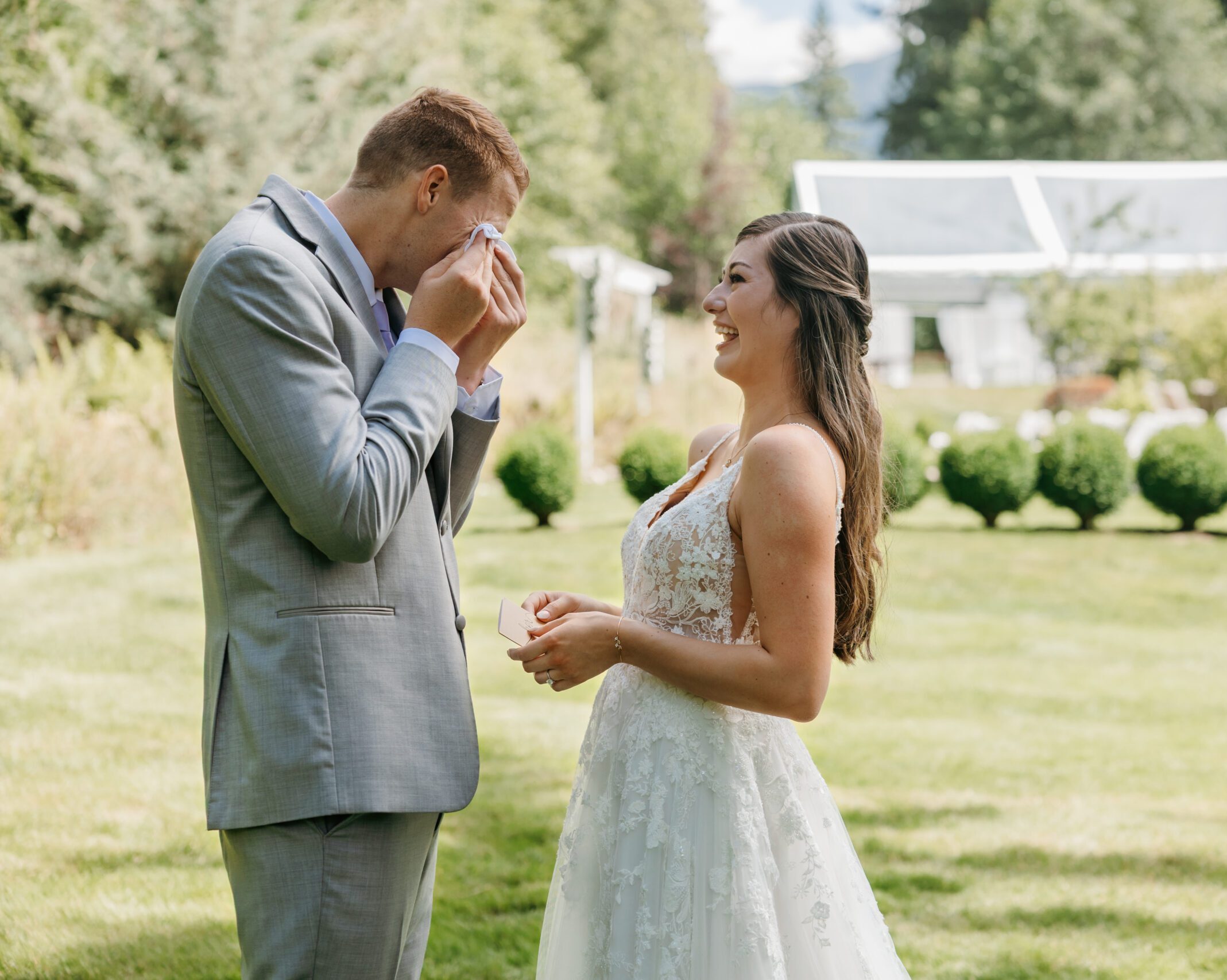 05. Your first look on the day of the wedding and forever a favorite part of your day. It was the first time he saw you in white, and he absolutely turns into mush the second you walked in.